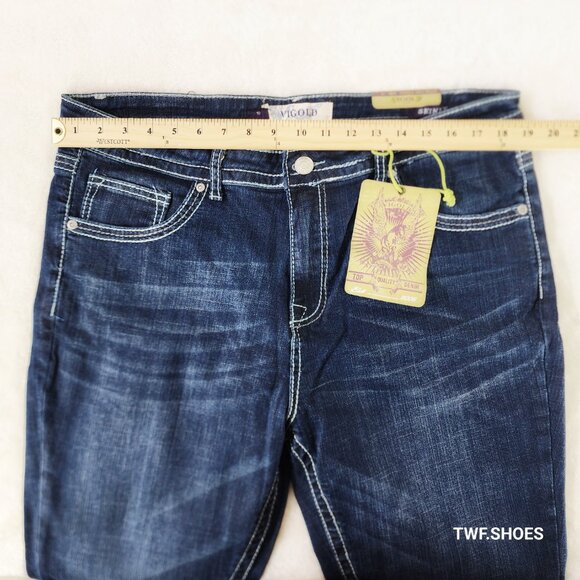 Size 19 x 37" Inseam Vigold Stretch Boot Jeans Tall Girls Dark Denim Vintage New - Picture 2 of 12